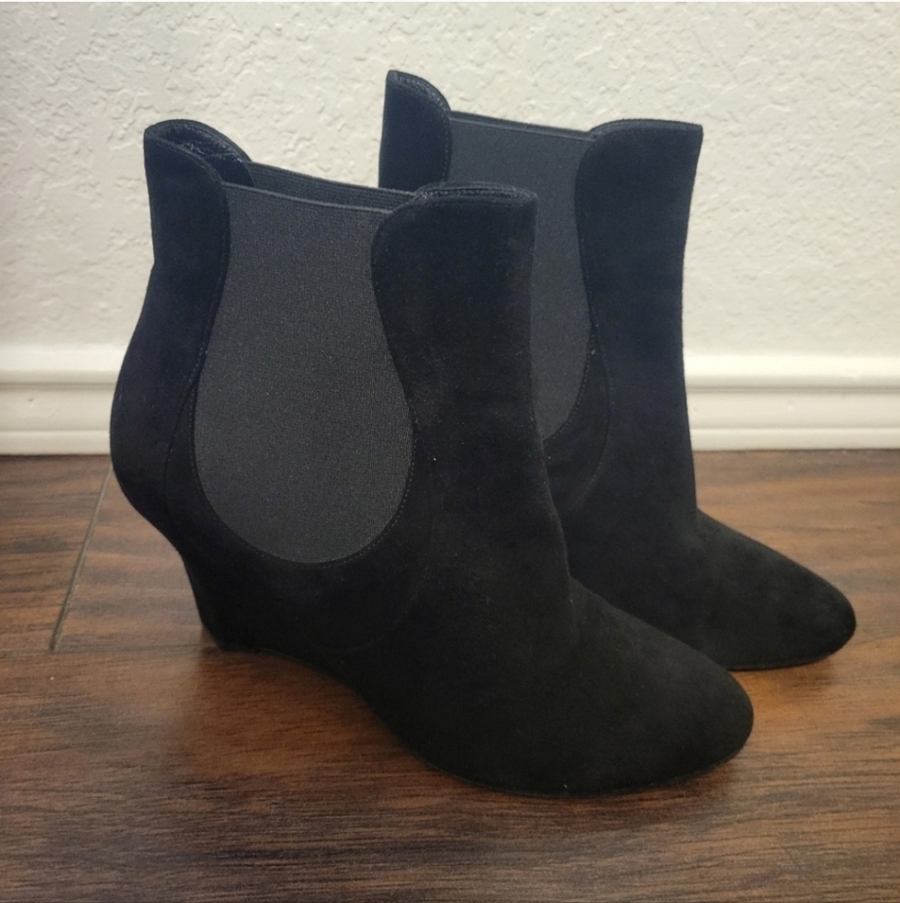 Yves Saint Laurent YSL Black Suede Wedge Booties Euro 39 US 8.5